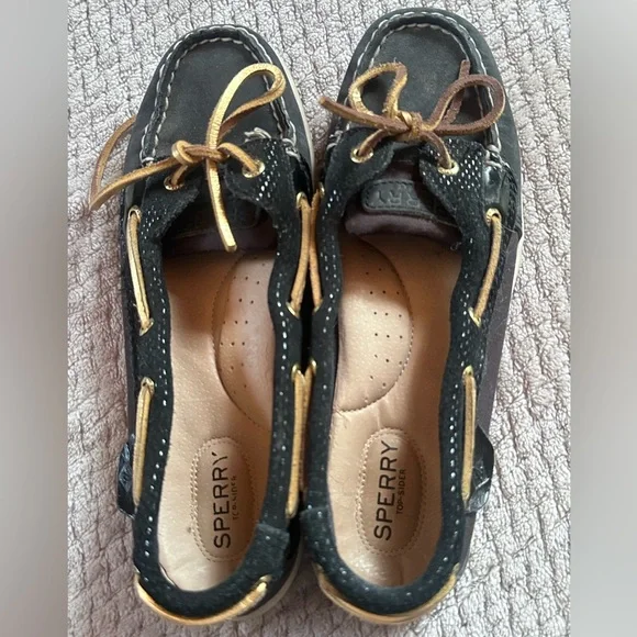 Sperrys Black and Gold Boat Shoe Size 7 - Picture 3 of 7